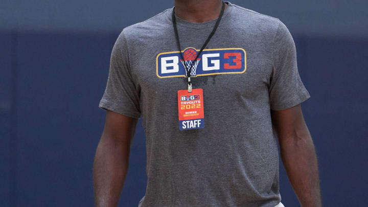 Mar 19, 2022; Scottsdale, AZ, United States; Dion Glover watches the BIG3 tryouts at Victorium.

Basketball Big3 Tryouts