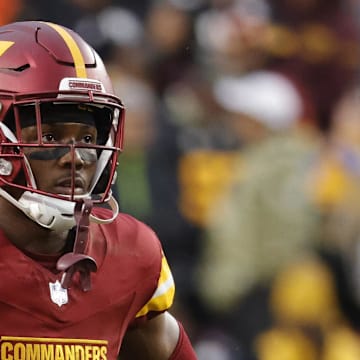 Washington Commanders wide receiver Terry McLaurin (17) looks on from the field during final minute of the game against the Pittsburgh Steelers at Northwest Stadium. Mandatory Credit: Amber Searls-Imagn Images