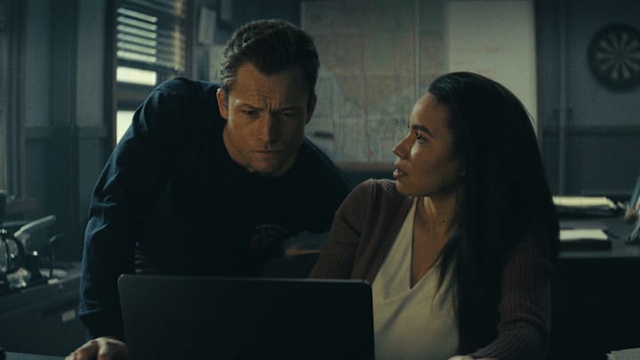 Taron Egerton and Jurnee Smollett in "Smoke," premiering June 27, 2025 on Apple TV+