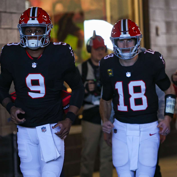 Atlanta Falcons quarterbacks Michael Penix Jr. and Kirk Cousins