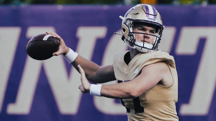 Teddy Purcell looks for a receiver in fall camp.