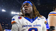 Dec 31, 2024; Glendale, AZ, USA; Boise State Broncos running back Ashton Jeanty (2) against the Penn State Nittany Lions during the Fiesta Bowl at State Farm Stadium. 