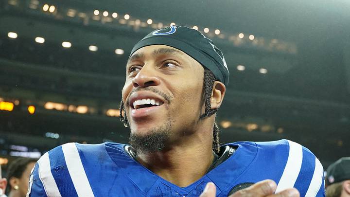 Indianapolis Colts running back Jonathan Taylor smiles