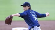 Seattle Mariners starting pitcher Logan Gilbert (36) pitches during the first inning against the San Diego Padres at Petco Park on July 9.