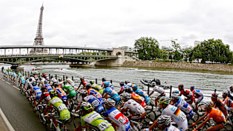 A general view of the peloton during stage twenty of the Tour de France.