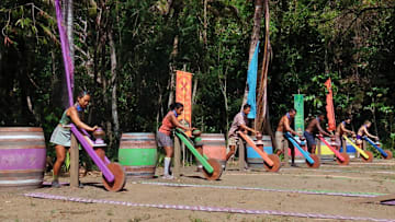 “Coconut Etiquette’” – One castaway struggles coming to grips with betraying their allies. Power in the game is up for grabs when one castaway is chosen for a journey and must decide if the risk is worth the reward. Then, paranoia runs rampant when a castaway knowingly tries to stir up chaos on SURVIVOR, Wednesday, May 7 (8:00 - 9:30 PM, ET/PT) on the CBS Television Network, and available to stream on Paramount+*. Jeff Probst serves as host and executive producer. Pictured (L-R): Mary Zheng,