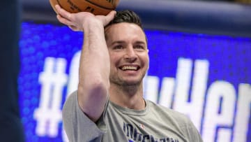 Apr 12, 2021; Dallas, Texas, USA; Dallas Mavericks guard JJ Redick (17) warms up before the game against the Philadelphia 76ers at the American Airlines Center. Mandatory Credit: Jerome Miron-USA TODAY Sports