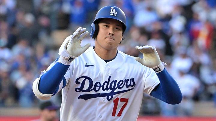 Los Angeles Dodgers two-way player Shohei Ohtani (17) rounds the bases
