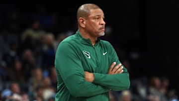 Oct 31, 2024; Memphis, Tennessee, USA; Milwaukee Bucks head coach Doc Rivers watches during the first half against the Memphis Grizzlies at FedExForum. Mandatory Credit: Petre Thomas-Imagn Images
