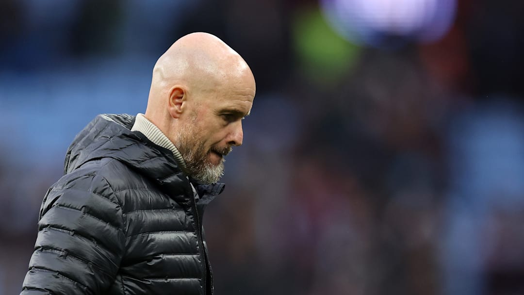 Manchester United manager Erik ten Hag during his team's recent Premier League fixture against Aston Villa