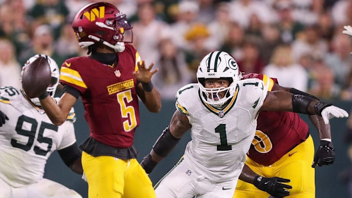 Packers EDGE rusher Micah Parsons (1) has turned the Green Bay defense into a fantasy football powerhouse.