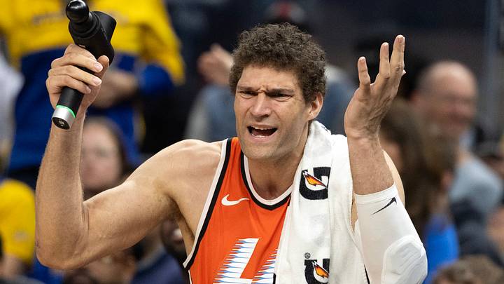 Mar 2, 2026; San Francisco, California, USA; Los Angeles Clippers center Brook Lopez (11) reacts towards referee Justin Van Duyne (64) during the fourth quarter against the Golden State Warriors at Chase Center. Mandatory Credit: D. Ross Cameron-Imagn Images