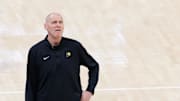 Jun 22, 2025; Oklahoma City, Oklahoma, USA; Indiana Pacers head coach Rick Carlisle looks on during the second half of game seven of the 2025 NBA Finals against the Oklahoma City Thunder at Paycom Center. Mandatory Credit: Alonzo Adams-Imagn Images