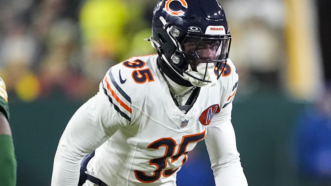 Dec 7, 2025; Green Bay, Wisconsin, USA;  Chicago Bears safety C.J. Gardner-Johnson (35) during the game against the Green Bay Packers at Lambeau Field. Mandatory Credit: Jeff Hanisch-Imagn Images