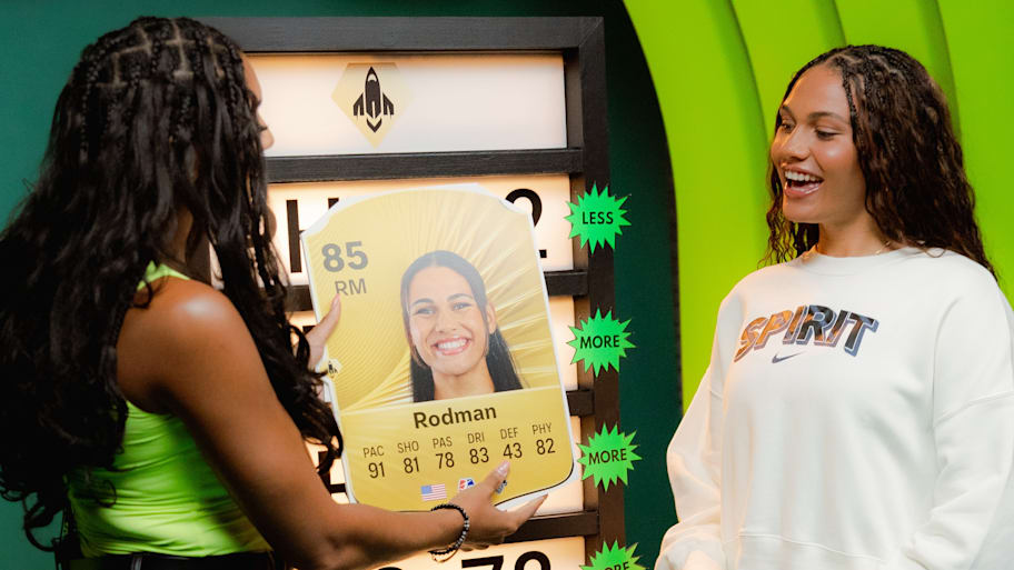 Trinity Rodman receiving her EA FC rating