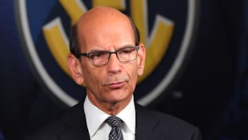 Oct 18, 2017; Nashville, TN, USA; Television and radio personality Paul Finebaum does a live report from SEC Media Day at the Omni Hotel. Mandatory Credit: Christopher Hanewinckel-Imagn Images