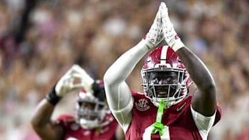 Alabama Crimson Tide linebacker Deontae Lawson (0) and defensive lineman Tim Keenan III (96)