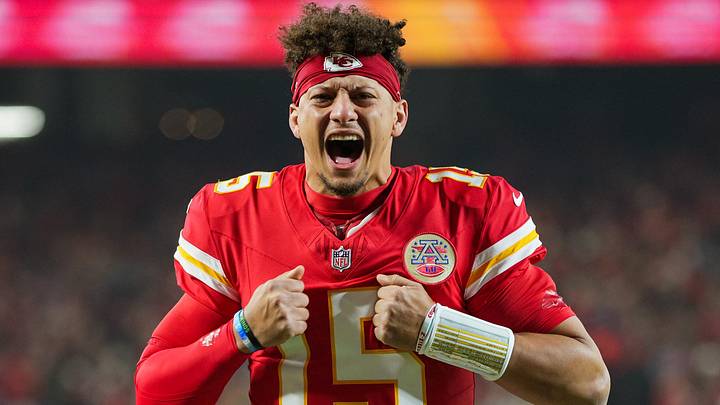 Dec 8, 2024; Kansas City, Missouri, USA; Kansas City Chiefs quarterback Patrick Mahomes (15) gets ready prior to a game against the Los Angeles Chargers at GEHA Field at Arrowhead Stadium. Mandatory Credit: Jay Biggerstaff-Imagn Images