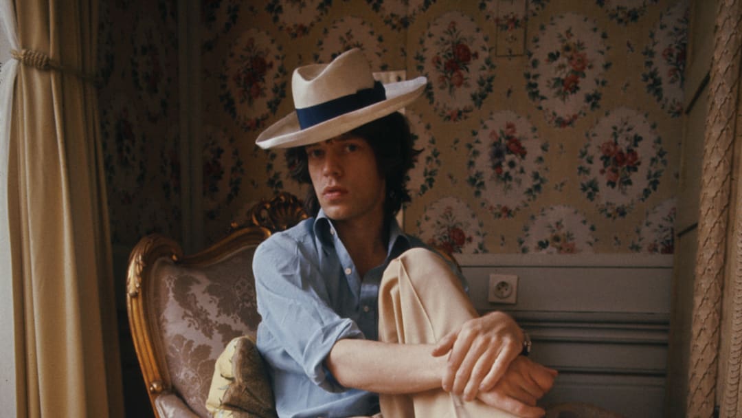 The Rolling Stones' Jagger on a chaise longue