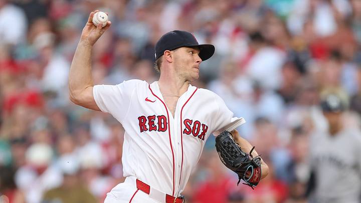 Jun 28, 2026; Boston, Massachusetts, USA; Boston Red Sox starting pitcher Sonny Gray (54) delivers a pitch during the second inning against the New York Yankees at Fenway Park. Mandatory Credit: Paul Rutherford-Imagn Images