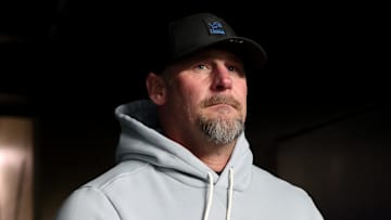 Nov 16, 2025; Philadelphia, Pennsylvania, USA; Detroit Lions head coach Dan Campbell before a game against the Philadelphia Eagles at Lincoln Financial Field. Mandatory Credit: Bill Streicher-Imagn Images