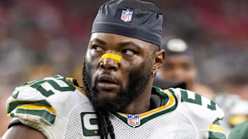 Oct 19, 2025; Glendale, Arizona, USA; Green Bay Packers defensive lineman Rashan Gary (52) against the Arizona Cardinals at State Farm Stadium.