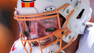 Tampa Bay Buccaneers quarterback Baker Mayfield warms up before a game against the New York Jets.