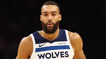 Jan 29, 2025; Phoenix, Arizona, USA; Minnesota Timberwolves center Rudy Gobert (27) against the Phoenix Suns at Footprint Center. Mandatory Credit: Mark J. Rebilas-Imagn Images