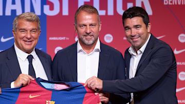 Joan Laporta, Hansi Flick et Deco 