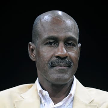 Art Monk participates in a Pro Football Hall of Fame roundtable in 2008.