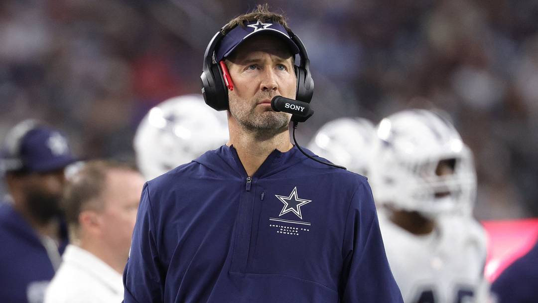 Dallas Cowboys head coach Brian Schottenheimer watches the video scoreboard during a stoppage of play against the Washington Commanders in the second half at AT&T Stadium. Mandatory Credit: Kevin Jairaj-Imagn Images Dallas Cowboys head coach Brian Schottenheimer watches the video scoreboard during a stoppage of play against the Washington Commanders in the second half at AT&T Stadium. Mandatory Credit: Kevin Jairaj-Imagn Images