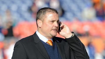 Jan 8 2012; Denver, CO, USA; Denver Broncos general manager Brian Xanders before the game against the Pittsburgh Steelers in the 2011 AFC wild card playoff game at Sports Authority Field. The Broncos defeated the Steelers 23-29 in overtime. Mandatory Credit: Ron Chenoy-Imagn Images