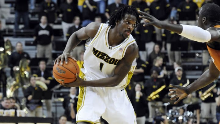 Jan 12, 2008; Columbia, MO, USA; Missouri forward DeMarre Carroll (1) surveys the court in the game against the Texas Longhorns in the second period at Mizzou Arena in Columbia, MO. The Tigers won 97-84. Mandatory Credit: Denny Medley-USA TODAY Sports