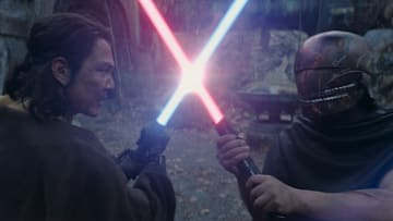 (L-R): Master Sol (Lee Jung-jae) and the Stranger Qimir in Lucasfilm's Star Wars: THE ACOLYTE, season one, exclusively on Disney+. ©2024 Lucasfilm Ltd. & TM. All Rights Reserved.