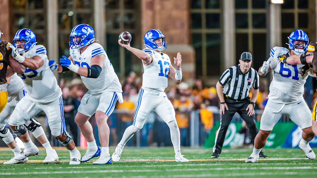 BYU quarterback Jake Retzlaff against Wyoming