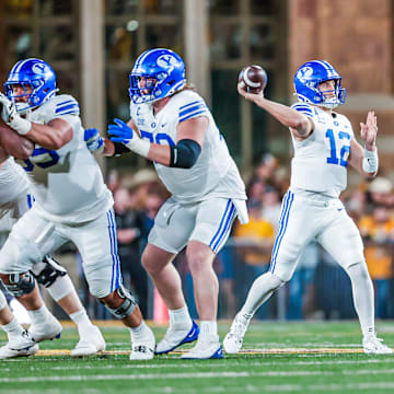 BYU quarterback Jake Retzlaff against Wyoming