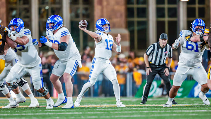 BYU quarterback Jake Retzlaff against Wyoming