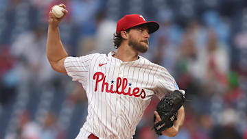 May 14, 2025; Philadelphia, Pennsylvania, USA; Philadelphia Phillies pitcher Aaron Nola (27) throws a pitch during the first inning against the St. Louis Cardinals at Citizens Bank Park.