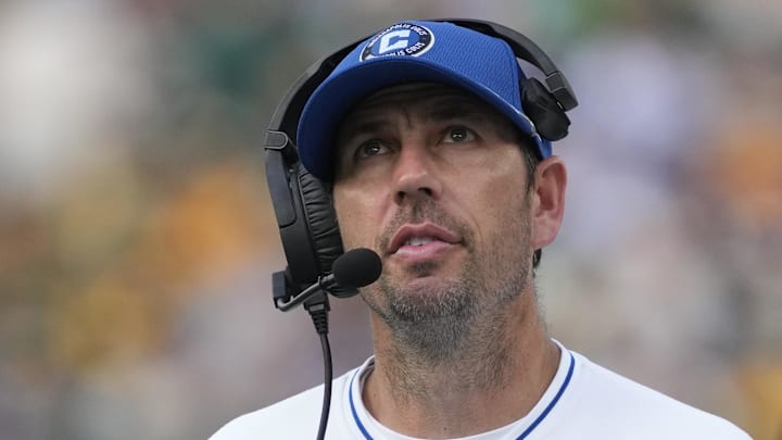 Indianapolis Colts head coach Shane Steichen looks on during the fourth quarter against the Green Bay Packers at Lambeau Field.