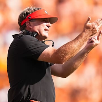 Georgia head coach Kirby Smart during a college football game between Tennessee and Georgia at Neyland Stadium in Knoxville, Tenn., on Sept. 13, 2025.