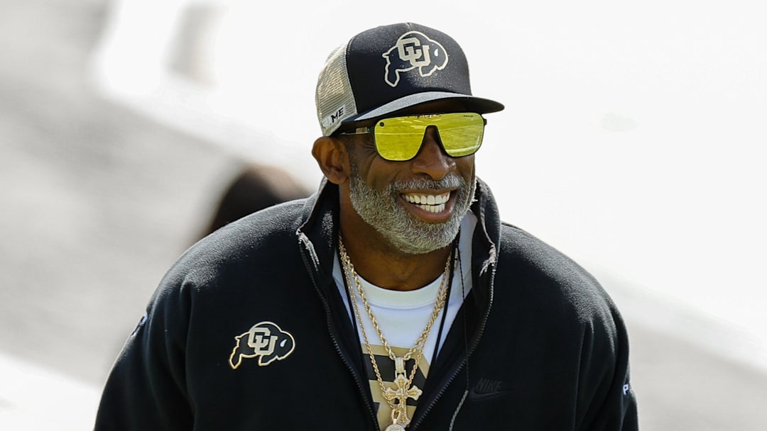 Apr 19, 2025; Boulder, CO, USA; Colorado Buffaloes head coach Deion Sanders during the spring game at Folsom Field. 