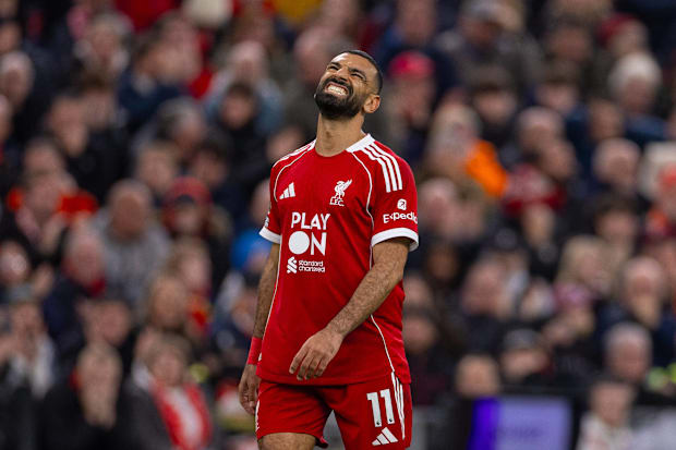 Mohamed Salah looking pained.