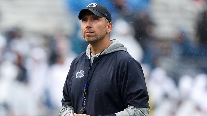 Apr 25, 2026; University Park, PA, USA; Penn State Nittany Lions head coach Matt Campbell looks on from the field during the Penn State Blue-White Spring game at Beaver Stadium. Mandatory Credit: Matthew O'Haren-Imagn Images