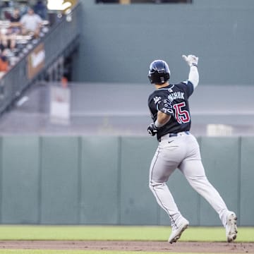 Arizona Diamondbacks left fielder Randal Grichuk (15) gestures as he runs the bases after hitting a two-run home run against the San Francisco Giants during the first inning at Oracle Park in 2024.