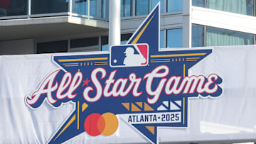 Atlanta Braves unveil the 2025 MLB All-Star Game logo before a game against the Cincinnati Reds at Truist Park.