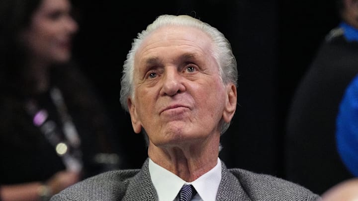 Miami Heat team president Pat Riley looks on (Mandatory Credit: Jim Rassol-Imagn Images)