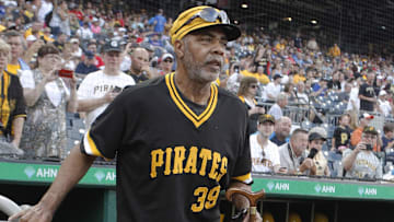 Jul 20, 2019; Pittsburgh, PA, USA;  Pittsburgh Pirates former right fielder and 1978 National League MVP Dave Parker (39) is introduced during the 40th anniversary celebration before the Pirates play the Philadelphia Phillies against at PNC Park. Mandatory Credit: Charles LeClaire-Imagn Images