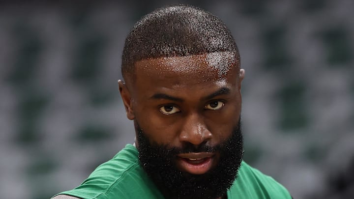 Boston Celtics guard Jaylen Brown (7) on the court before game seven of the first round of the 2026 NBA Playoffs against the Philadelphia 76ers at TD Garden on May 2, 2026.