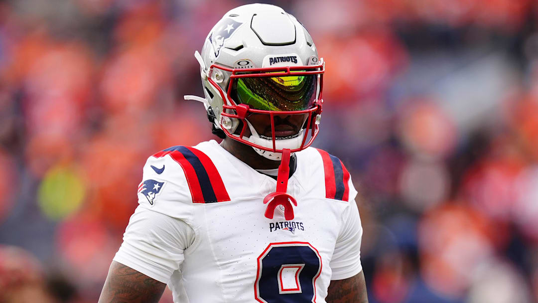 New England Patriots wide receiver Stefon Diggs (8) practices before the 2026 AFC Championship Game at Empower Field at Mile High.
