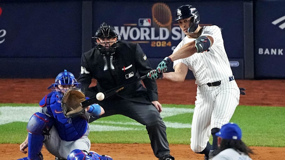 New York Yankees star Giancarlo Stanton has yet to play this season. | Robert Deutsch-Imagn Images